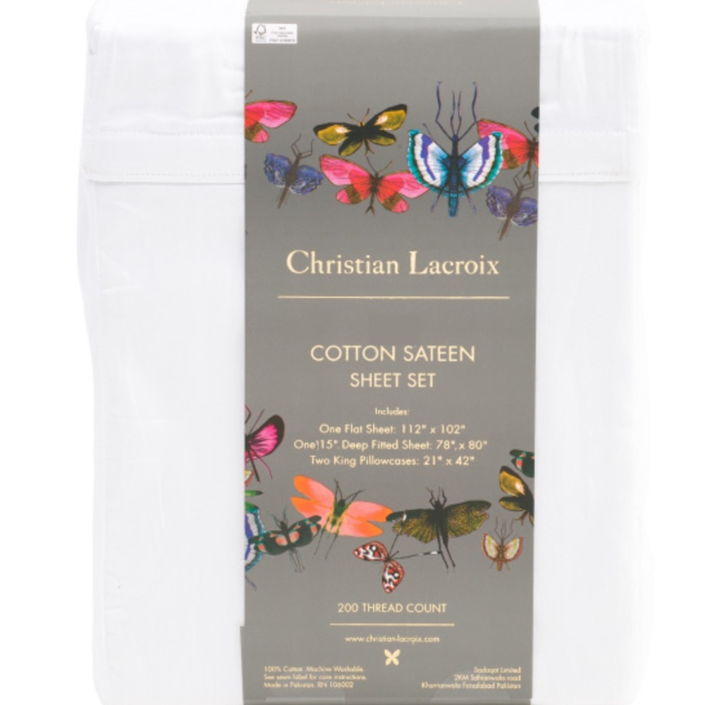 Christian Lacroix Cotton Sateen Queen Sheet Set 200 ct New